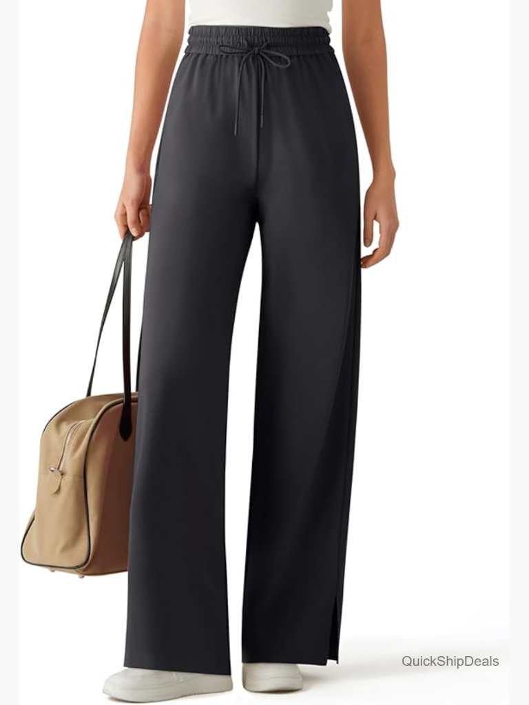 Lightweight Drawstring Wide Leg Pants Flowy Travel Beach Pants Summer